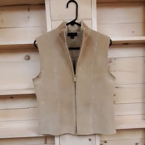 Vintage suede vest with shearling lining